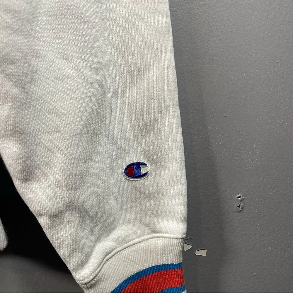 Champion Sweatshirt Heritage V-Neck Striped Trim White Small - Picture 6 of 7